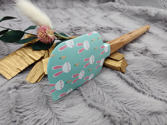 Teigschaber Silikonspatel Bunny Hase türkis Karotte  backen, kochen ca. 23 cm lang mit Wunschgravur personalisiert Geschenk