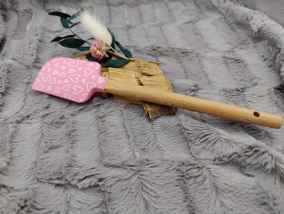 Teigschaber Silikonspatel rosa Herz Herzen  backen, kochen ca. 23 cm lang mit Wunschgravur personalisiert Geschenk