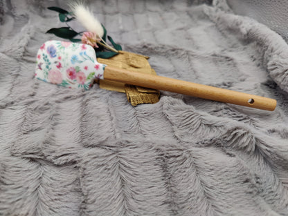 Teigschaber Silikonspatel weiß Blumenmuster floral  backen, kochen ca. 23 cm lang mit Wunschgravur personalisiert Geschenk