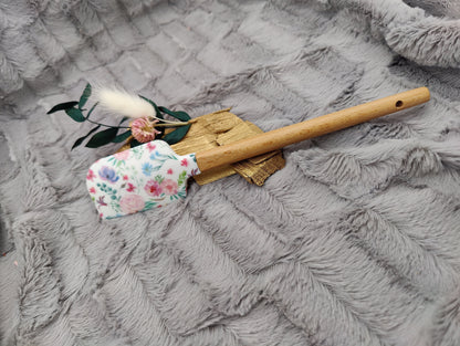 Teigschaber Silikonspatel weiß Blumenmuster floral  backen, kochen ca. 23 cm lang mit Wunschgravur personalisiert Geschenk
