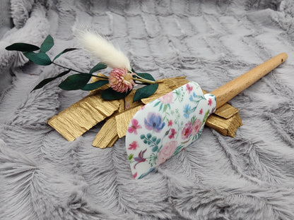 Teigschaber Silikonspatel weiß Blumenmuster floral  backen, kochen ca. 23 cm lang mit Wunschgravur personalisiert Geschenk