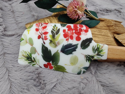 Teigschaber Silikonspatel Blätter Früchte  backen, kochen ca. 23 cm lang mit Wunschgravur personalisiert Geschenk
