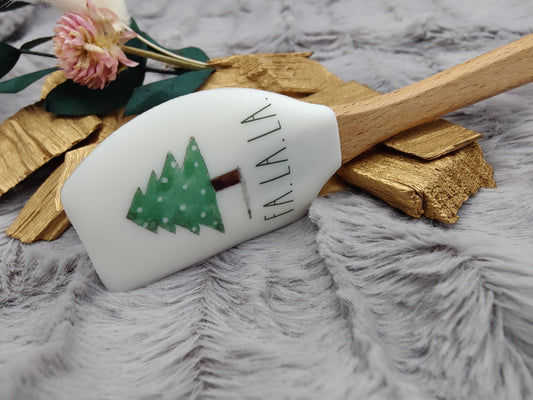 Silikonspatel Christbaum personalisiert FA.LA.LA. Weihnachten Teigschaber mit Motiv backen, kochen, grillen ca. 18 cm lang Geschenk