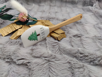 Silikonspatel Christbaum personalisiert FA.LA.LA. Weihnachten Teigschaber mit Motiv backen, kochen, grillen ca. 18 cm lang Geschenk