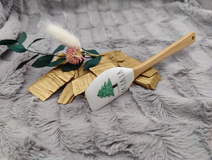 Silikonspatel Christbaum personalisiert FA.LA.LA. Weihnachten Teigschaber mit Motiv backen, kochen, grillen ca. 18 cm lang Geschenk