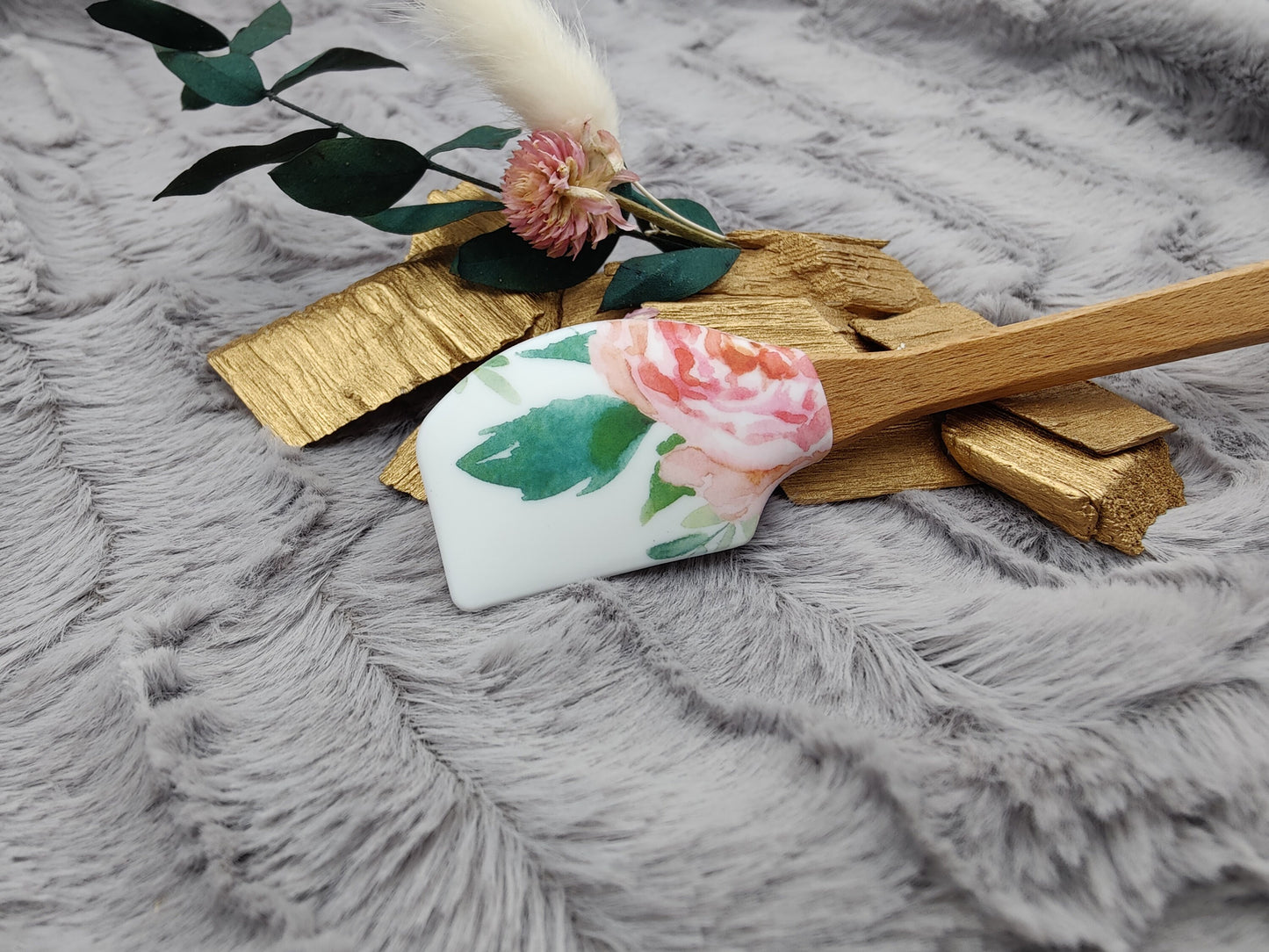 Teigschaber Silikonspatel Blume Blüte personalisiert  backen, kochen, grillen ca. 18 cm lang Geschenk