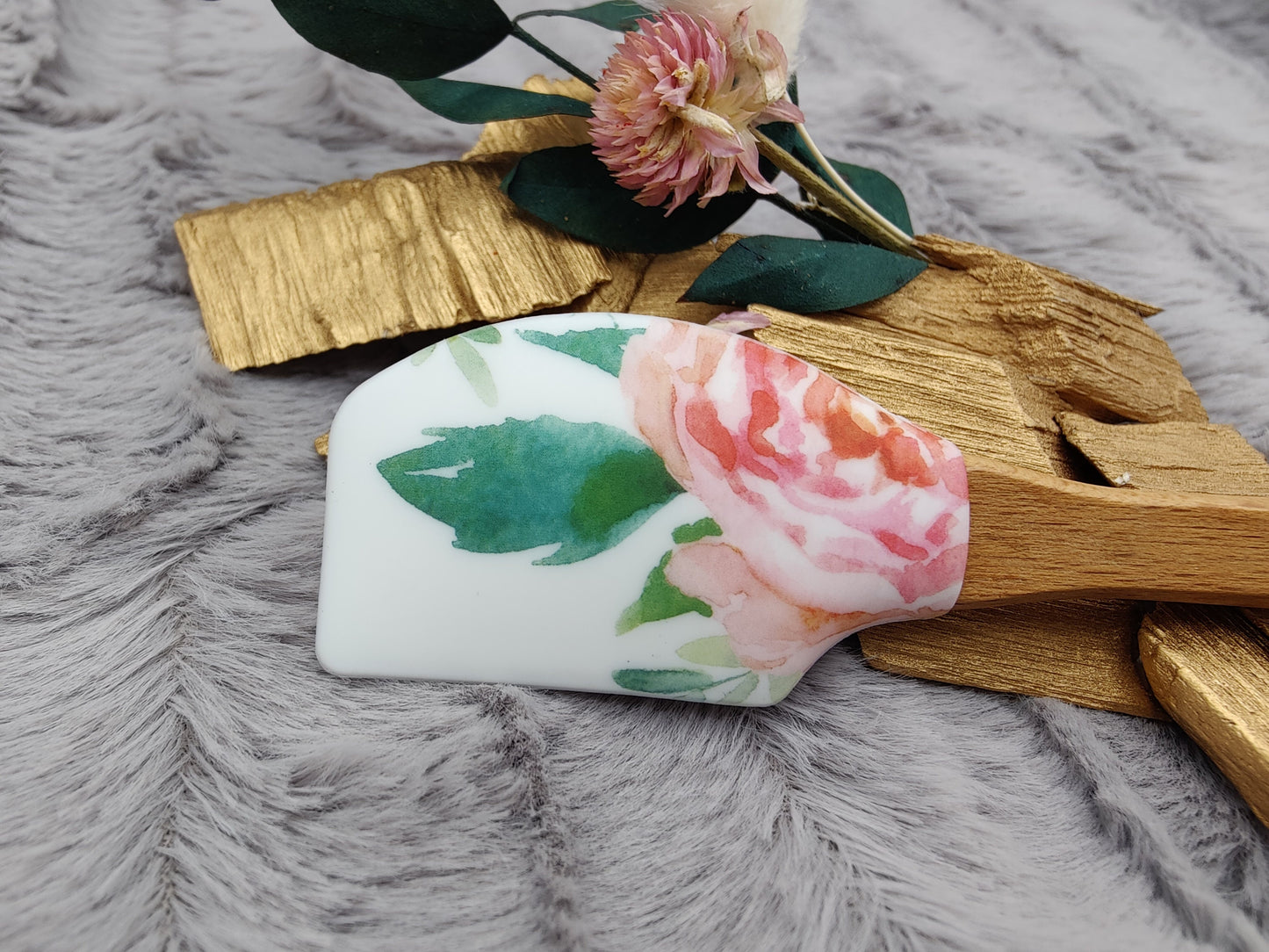 Teigschaber Silikonspatel Blume Blüte personalisiert  backen, kochen, grillen ca. 18 cm lang Geschenk