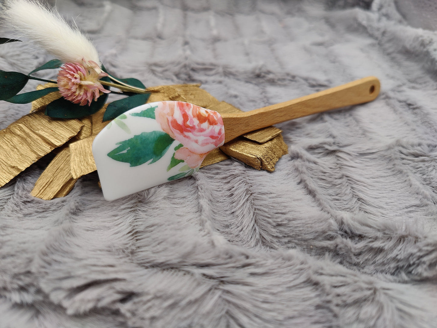 Teigschaber Silikonspatel Blume Blüte personalisiert  backen, kochen, grillen ca. 18 cm lang Geschenk