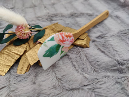 Teigschaber Silikonspatel Blume Blüte personalisiert  backen, kochen, grillen ca. 18 cm lang Geschenk
