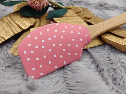 Teigschaber Silikonspatel Punkte Dots rosa personalisiert  backen, kochen, grillen ca. 18 cm lang Geschenk