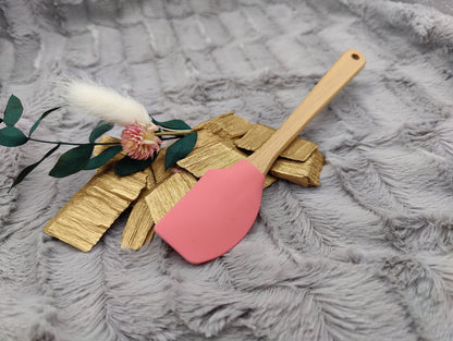 Teigschaber Silikonspatel Punkte Dots rosa personalisiert  backen, kochen, grillen ca. 18 cm lang Geschenk