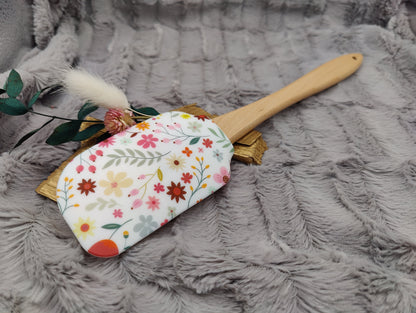 Teigschaber Silikonspatel XXXL Flower Power  backen kochen personalisiert ca. 31 cm lang mit Wunschgravur Geschenk Küchenhelfer