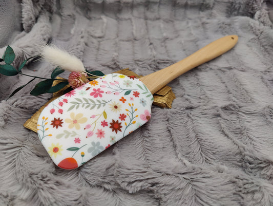 Teigschaber Silikonspatel XXXL Flower Power  backen kochen personalisiert ca. 31 cm lang mit Wunschgravur Geschenk Küchenhelfer