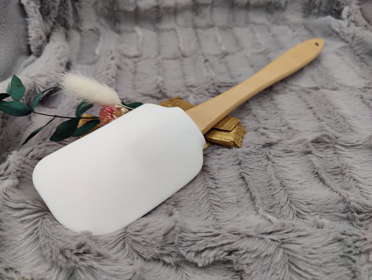 Teigschaber Silikonspatel XXXL Blumenmuster  backen kochen personalisiert ca. 31 cm lang mit Wunschgravur Geschenk Küchenhelfer