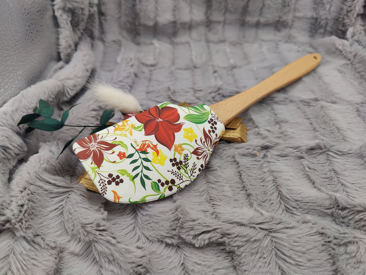 Teigschaber Silikonspatel XXXL Lilie  backen kochen personalisiert ca. 31 cm lang mit Wunschgravur Geschenk Küchenhelfer