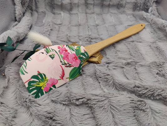 Teigschaber Silikonspatel XXXL rosa Flamingo Lotus personalisiert Holz Spatel  backen kochen grillen ca. 31 cm lang