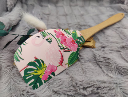 Teigschaber Silikonspatel XXXL rosa Flamingo Lotus personalisiert Holz Spatel  backen kochen grillen ca. 31 cm lang
