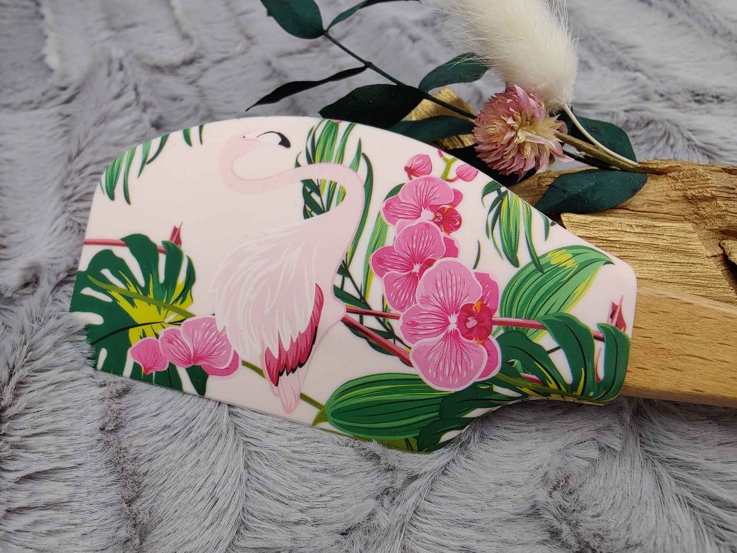 Teigschaber Silikonspatel XXXL rosa Flamingo Lotus personalisiert Holz Spatel  backen kochen grillen ca. 31 cm lang