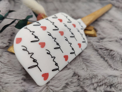 Teigschaber Silikonspatel XXXL Herz Love Liebe  backen kochen personalisiert ca. 33 cm lang mit Wunschgravur Geschenk Küchenhelfer