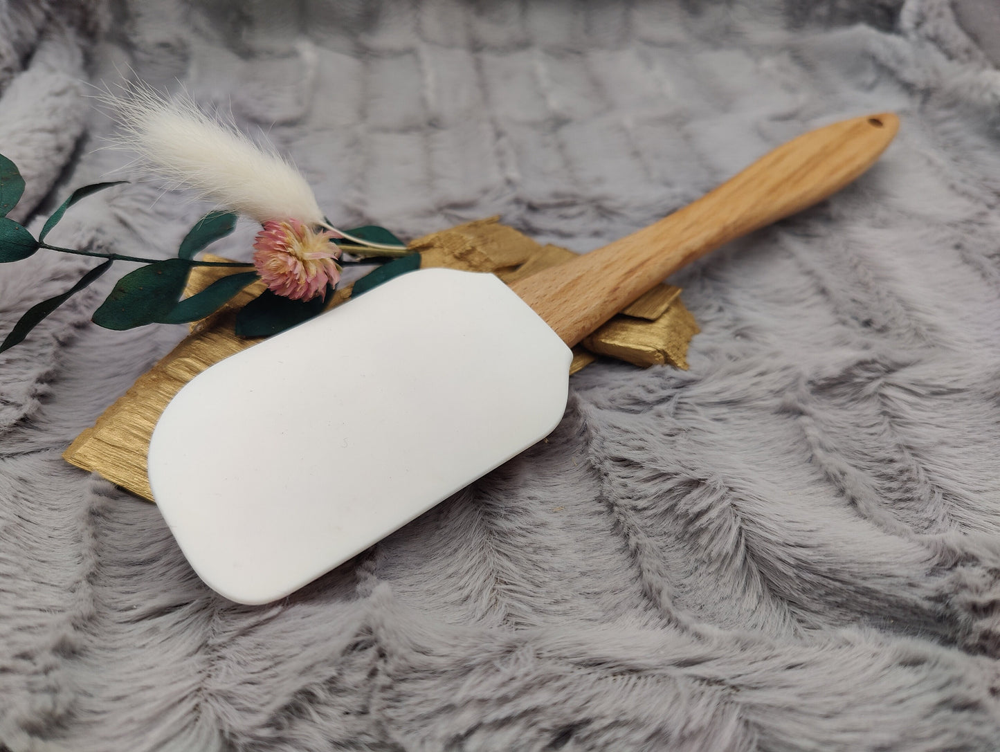 Teigschaber Silikonspatel buntes Blumenmuster  backen, kochen ca. 25 cm lang mit Wunschgravur personalisiert Geschenk