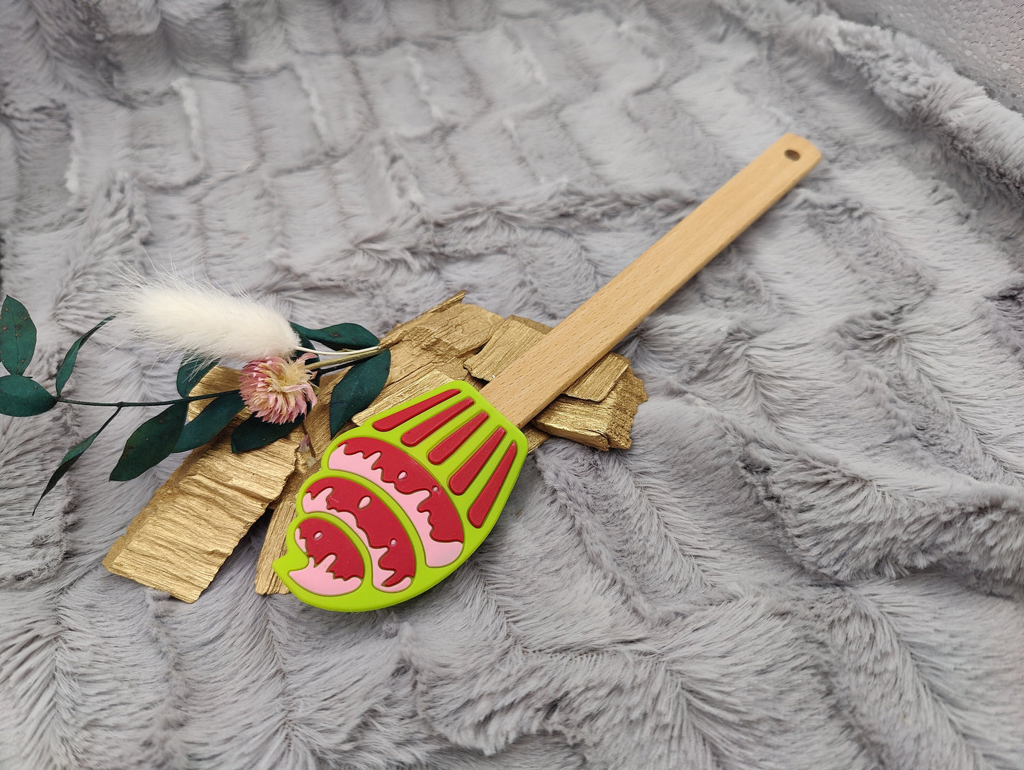 Teigschaber Silikonspatel Muffin Cupcake grün  backen, kochen ca. 22,5 cm lang mit Wunschgravur personalisiert Geschenk