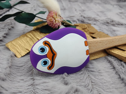 Teigschaber Silikonspatel Pinguin lila  backen, kochen ca. 21 cm lang mit Wunschgravur personalisiert Geschenk