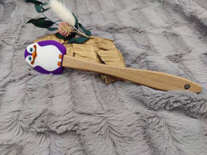 Teigschaber Silikonspatel Pinguin lila  backen, kochen ca. 21 cm lang mit Wunschgravur personalisiert Geschenk