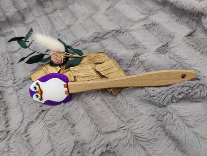 Teigschaber Silikonspatel Pinguin lila  backen, kochen ca. 21 cm lang mit Wunschgravur personalisiert Geschenk