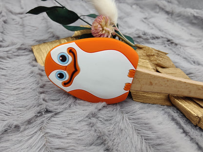 Teigschaber Silikonspatel Pinguin orange  backen, kochen ca. 21 cm lang mit Wunschgravur personalisiert Geschenk