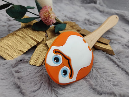 Teigschaber Silikonspatel Pinguin orange  backen, kochen ca. 21 cm lang mit Wunschgravur personalisiert Geschenk