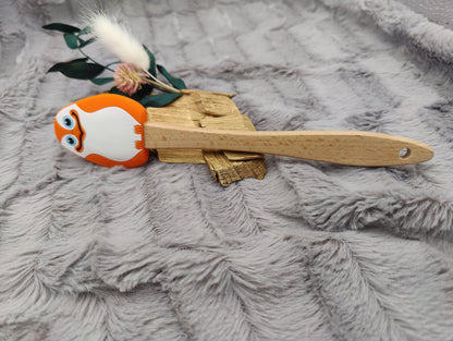 Teigschaber Silikonspatel Pinguin orange  backen, kochen ca. 21 cm lang mit Wunschgravur personalisiert Geschenk