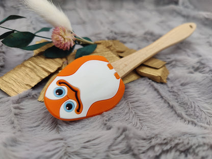 Teigschaber Silikonspatel Pinguin orange  backen, kochen ca. 21 cm lang mit Wunschgravur personalisiert Geschenk