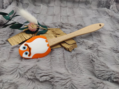 Teigschaber Silikonspatel Pinguin orange  backen, kochen ca. 21 cm lang mit Wunschgravur personalisiert Geschenk