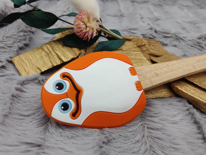 Teigschaber Silikonspatel Pinguin orange  backen, kochen ca. 21 cm lang mit Wunschgravur personalisiert Geschenk
