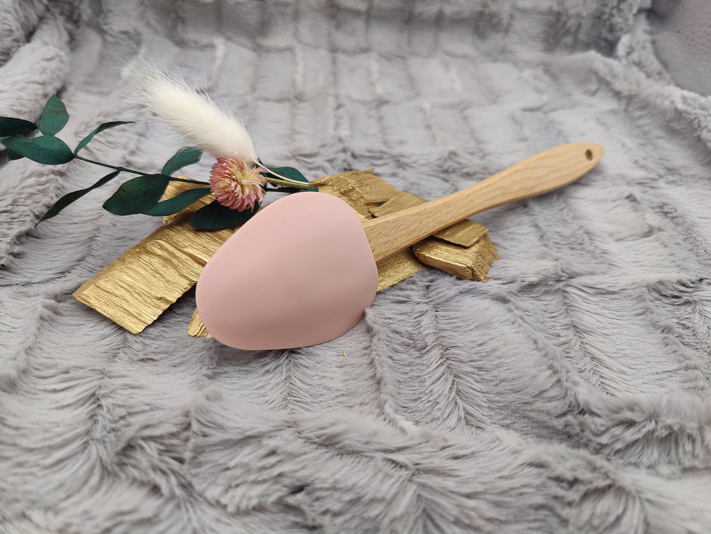 Teigschaber Silikonspatel Eule rosa  backen, kochen ca. 21 cm lang mit Wunschgravur personalisiert Geschenk