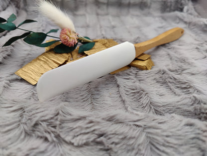 Teigschaber Silikonschaber Silikonspatel  Holz schmal/lang weiß für Nuss-Nougat-Creme ca. 25,4 x 2,5 cm mit Wunschgravur personalisiert