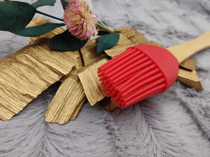 Silikonpinsel personalisiert Bambus Backpinsel rot backen, marinieren, kochen mit individueller Gravur Geschenk