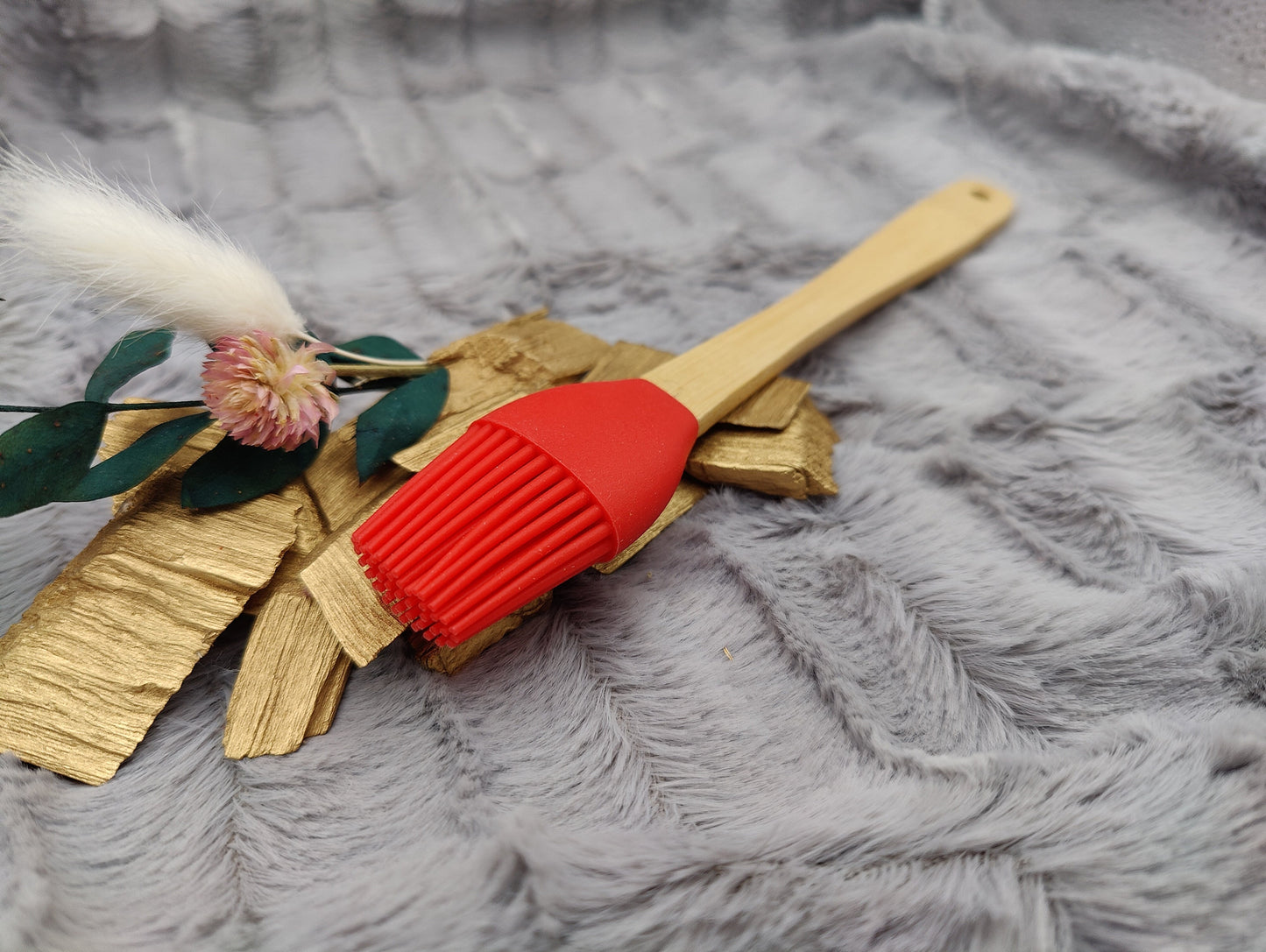 Silikonpinsel personalisiert Bambus Backpinsel rot backen, marinieren, kochen mit individueller Gravur Geschenk