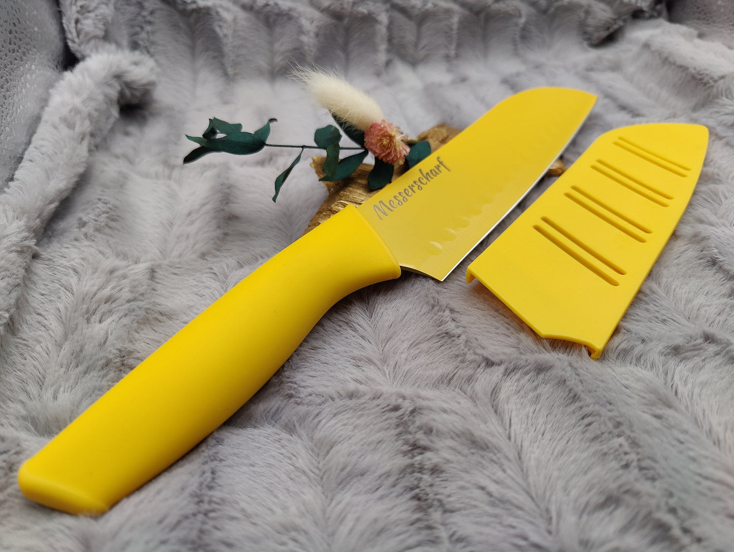 Personalisiertes Chefmesser mit Gravur | Scharfes Küchenmesser Edelstahl 17,5 cm | Messer mit Name & Klingenschutz | Antihaft-Beschichtung