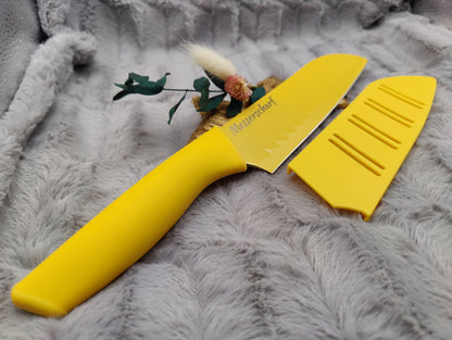 Personalisiertes Chefmesser mit Gravur | Scharfes Küchenmesser Edelstahl 17,5 cm | Messer mit Name & Klingenschutz | Antihaft-Beschichtung