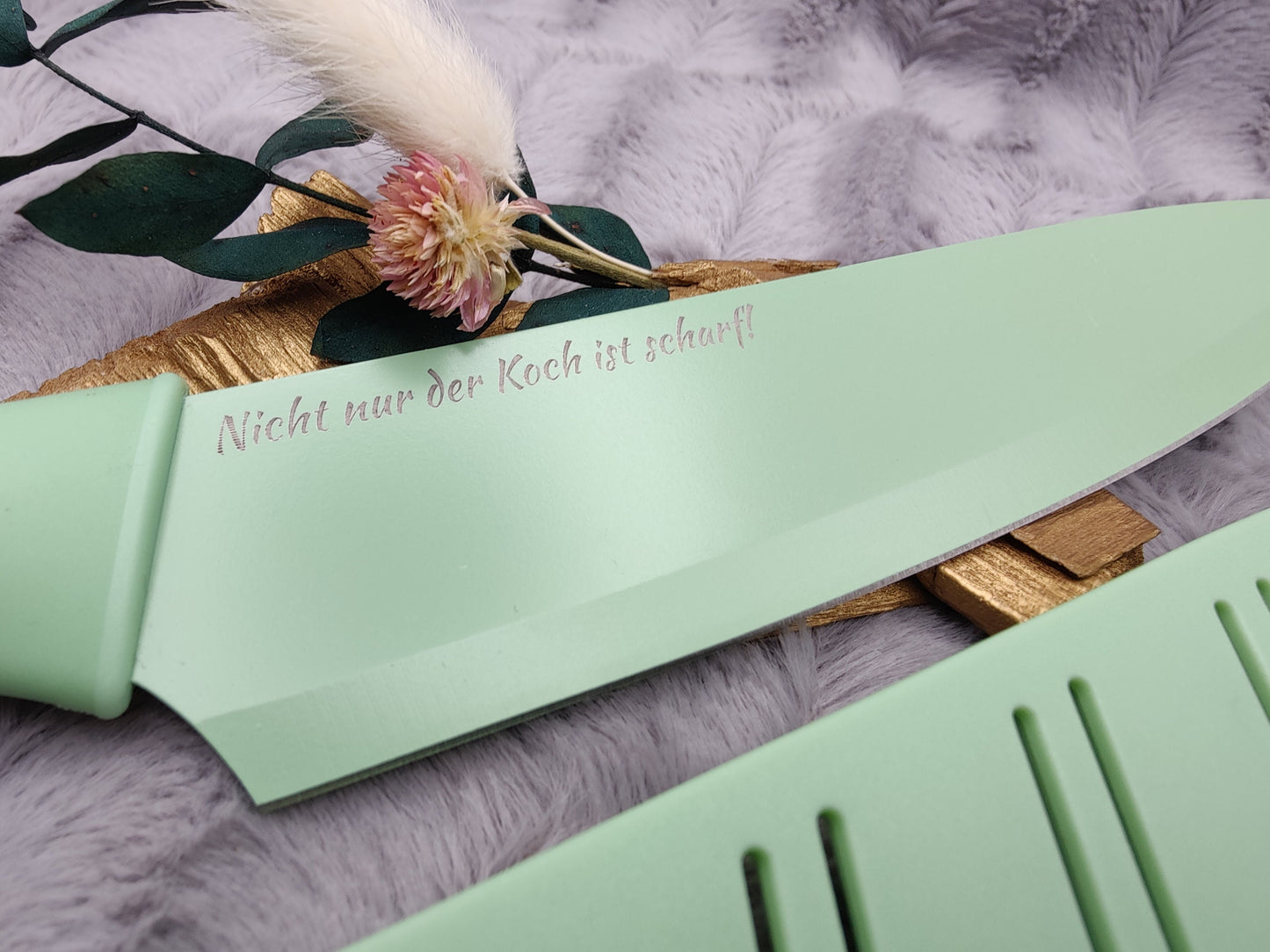 Personalisiertes Kochmesser mit Gravur | Scharfes Küchenmesser Edelstahl 19,5 cm | Chefmesser mit Name & Klingenschutz | Ergonomischer Griff