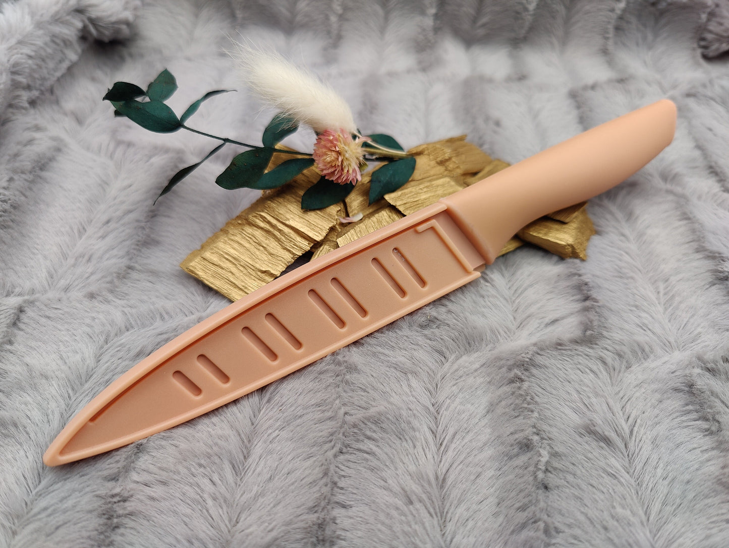 Personalisiertes Allzweckmesser Apricot mit Gravur | Scharfes Küchenmesser Edelstahl 12,5 cm | Universalmesser mit Name & Klingenschutz