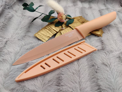 Personalisiertes Allzweckmesser Apricot mit Gravur | Scharfes Küchenmesser Edelstahl 12,5 cm | Universalmesser mit Name & Klingenschutz