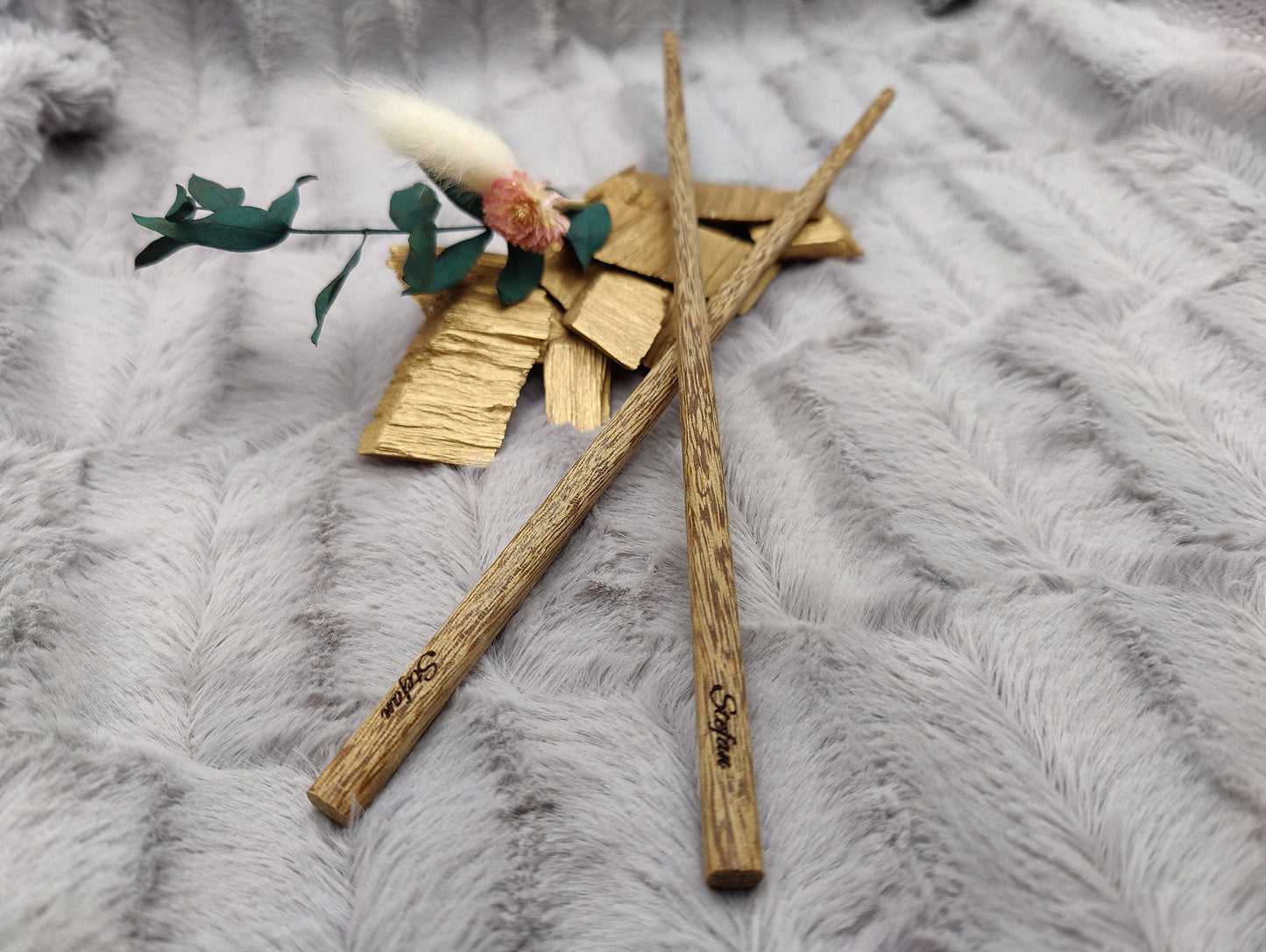 2 Chopsticks personalisiert Holz 1 Paar mit Wunschgravur 25 cm Geschenk Essstäbchen