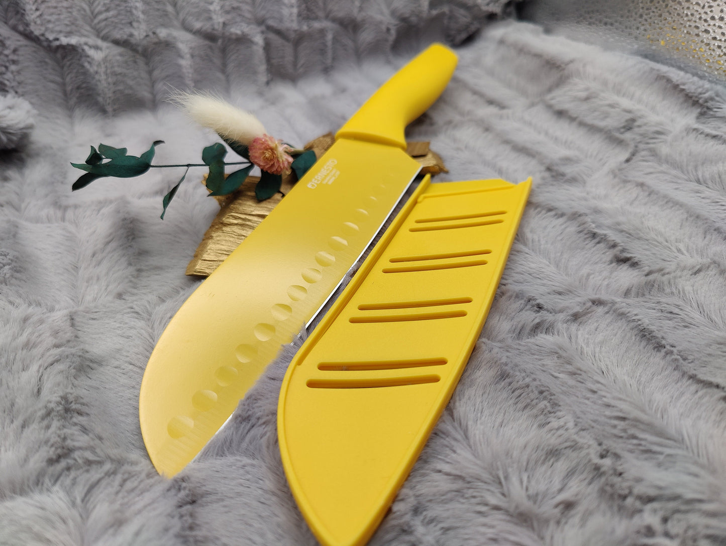 Personalisiertes Chefmesser mit Gravur | Scharfes Küchenmesser Edelstahl 17,5 cm | Messer mit Name & Klingenschutz | Antihaft-Beschichtung