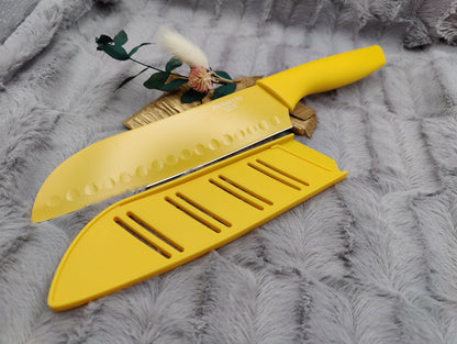 Personalisiertes Chefmesser mit Gravur | Scharfes Küchenmesser Edelstahl 17,5 cm | Messer mit Name & Klingenschutz | Antihaft-Beschichtung