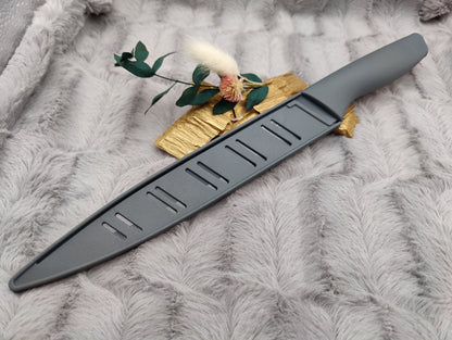 Personalisiertes Tranchiermesser mit Gravur | Scharfes Fleischmesser Edelstahl 19,5 cm | Individuelles Bratenmesser mit Name & Klingenschutz