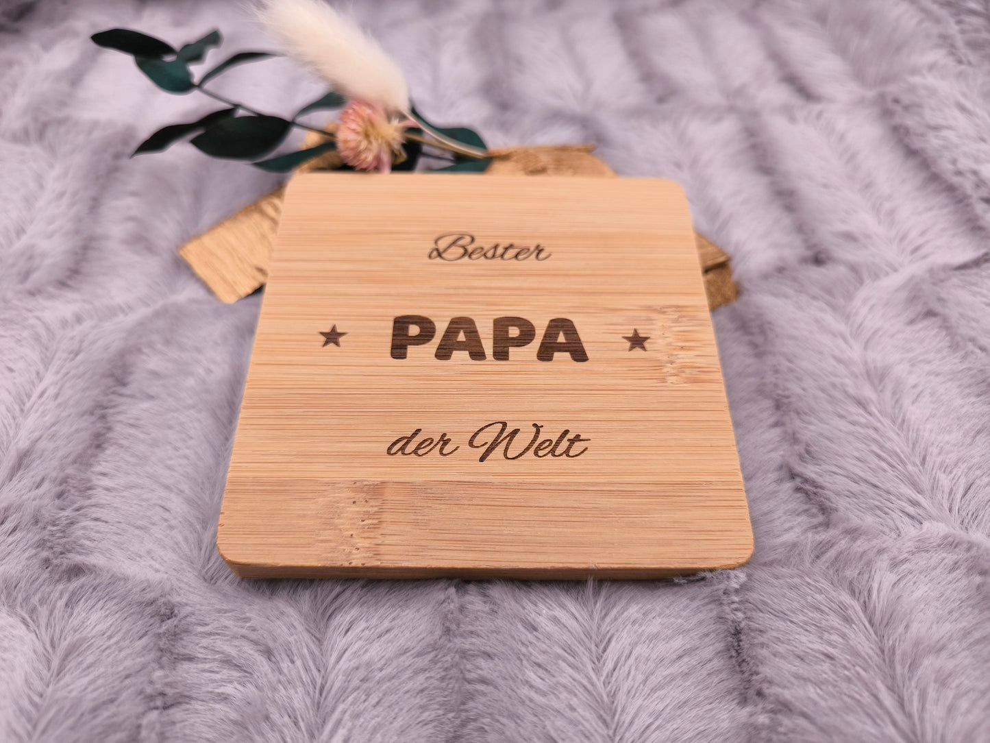 Untersetzer Bester PAPA der Welt personalisiert Bambus mit Wunschgravur individuelles Geschenk Geschenkidee Glasuntersetzer Geschenk