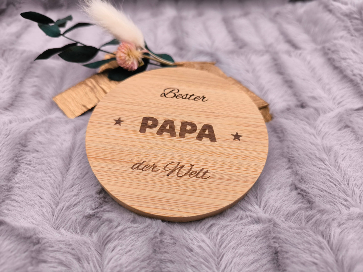 Untersetzer Bester PAPA der Welt personalisiert Bambus mit Wunschgravur individuelles Geschenk Geschenkidee Glasuntersetzer Geschenk