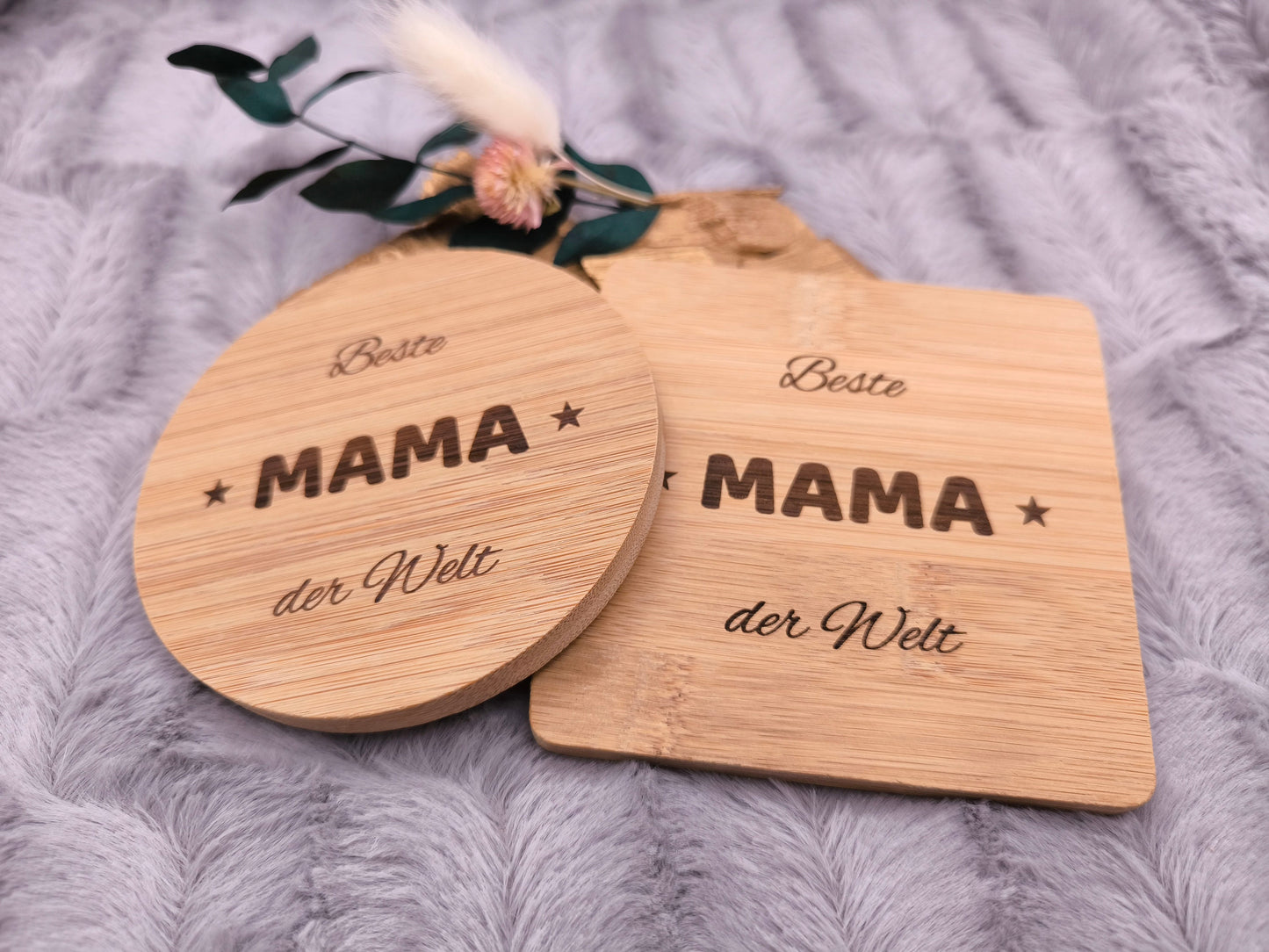 Untersetzer Beste MAMA der Welt personalisiert Bambus mit Wunschgravur individuelles Geschenk Geschenkidee Glasuntersetzer Geschenk